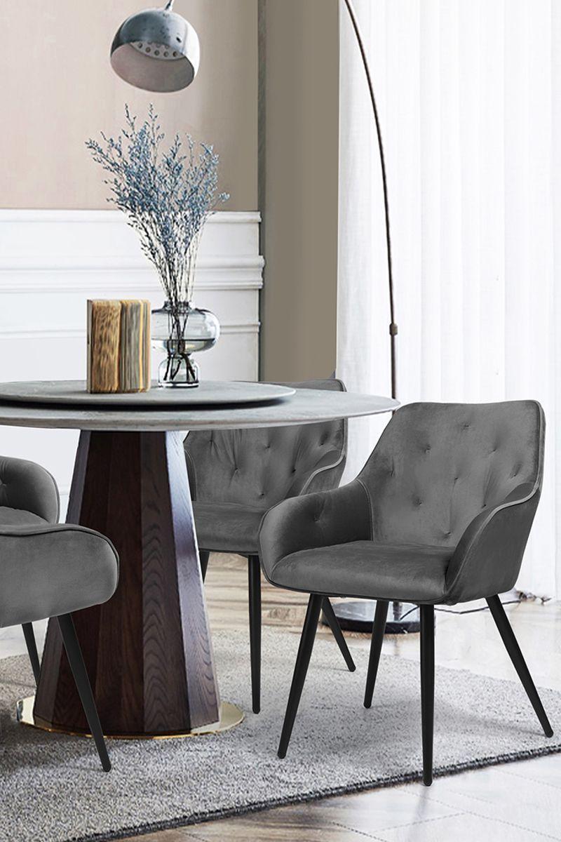 Sitial Chandler Terciopelo Apoyabrazos Gris-5