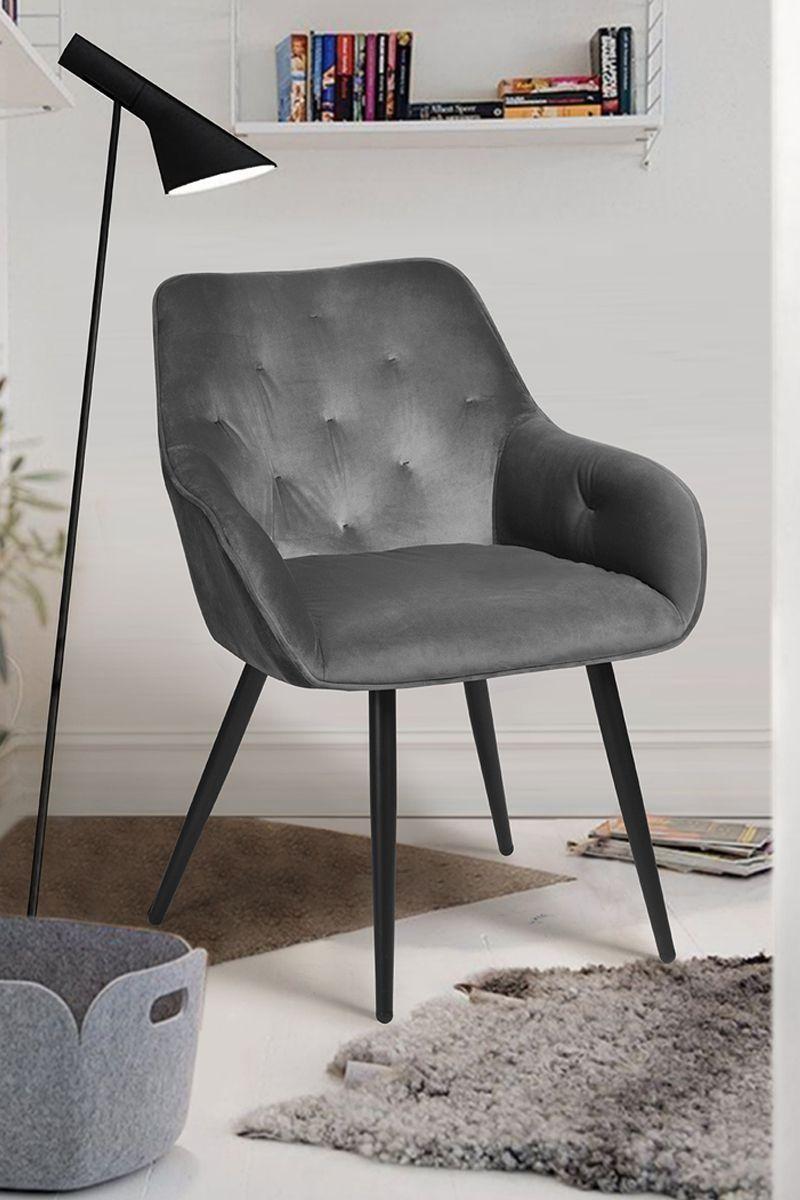 Sitial Chandler Terciopelo Apoyabrazos Gris-1