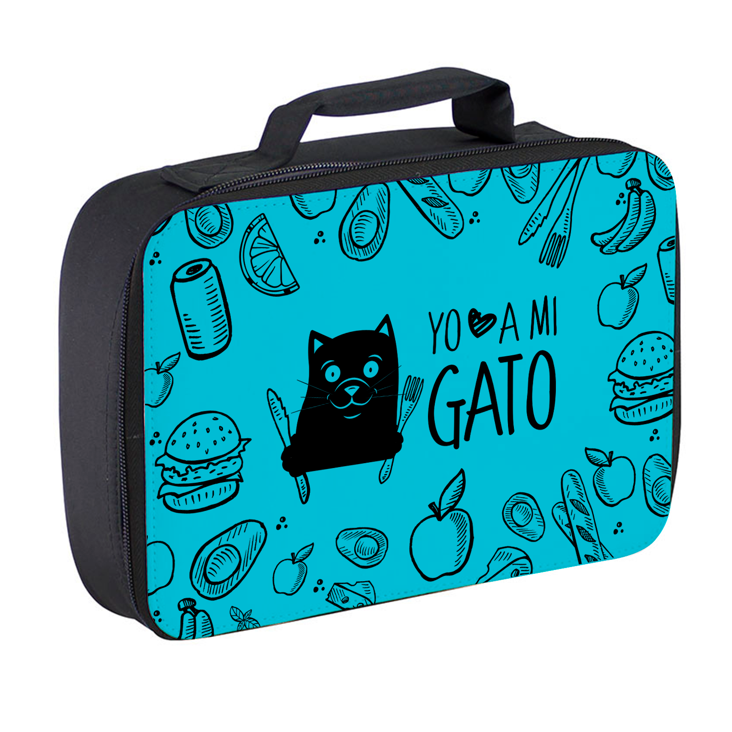 Lonchera - Gato negro verde-2