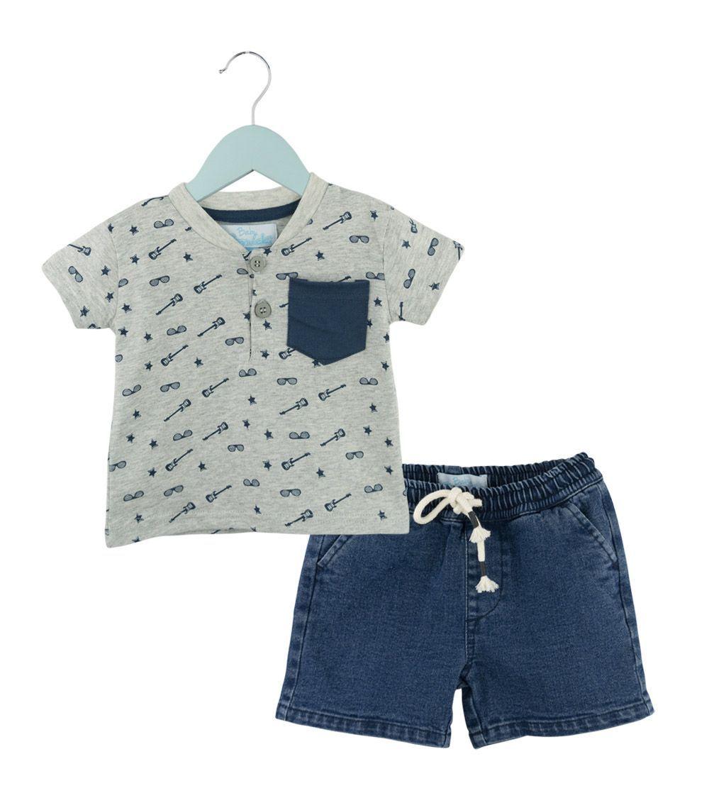 Conjunto de Short Jeans y Polera Gris Pumucki-0