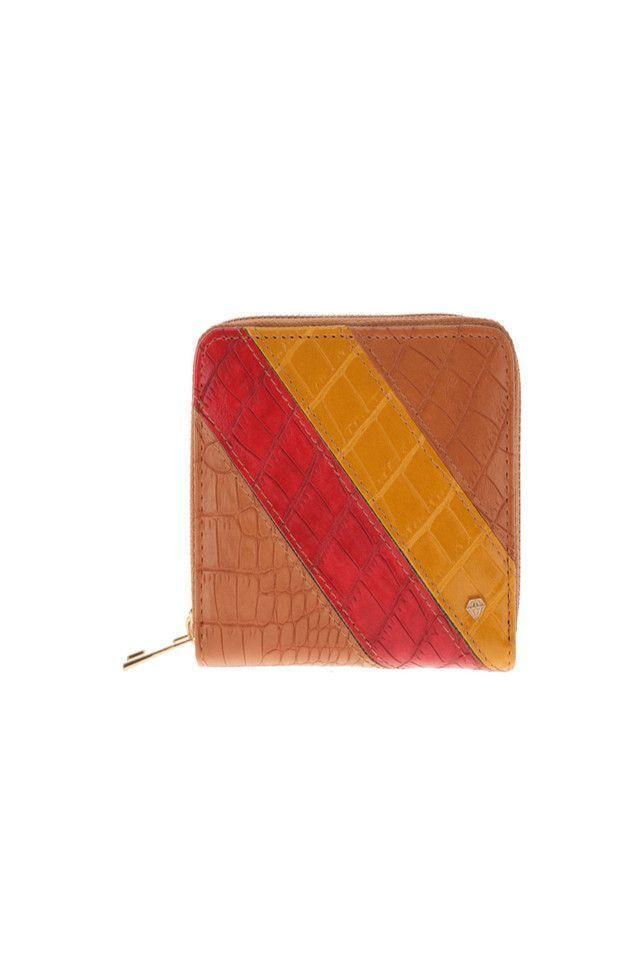 Billetera Croco Diagonales Marrón i-D-0