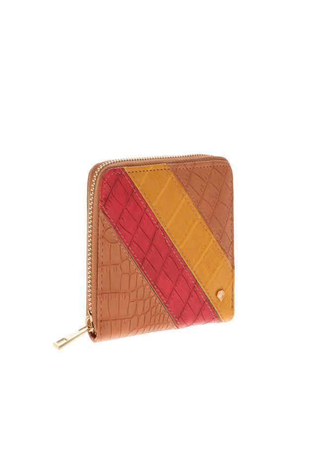 Billetera Croco Diagonales Marrón i-D-1