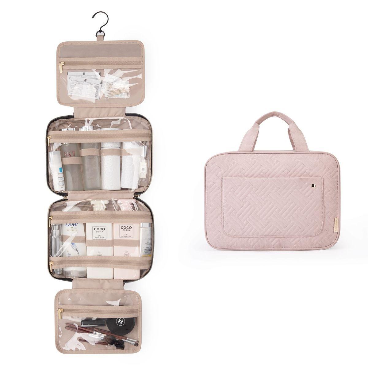 Bagsmart - Neceser kit de viaje con gancho - Rosado claro-3