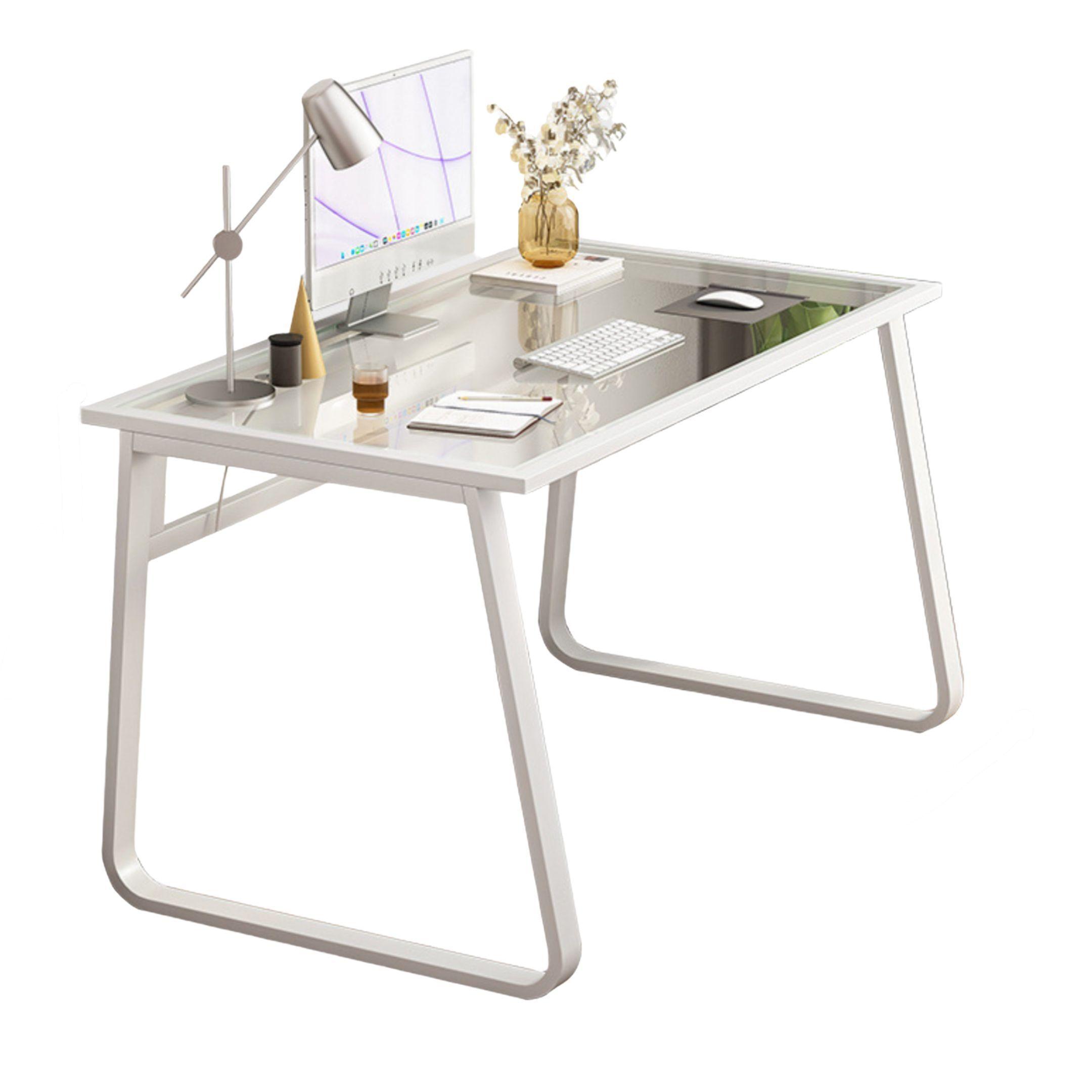 Escritorio Repisa De Vidro Base Metal Oficina -1