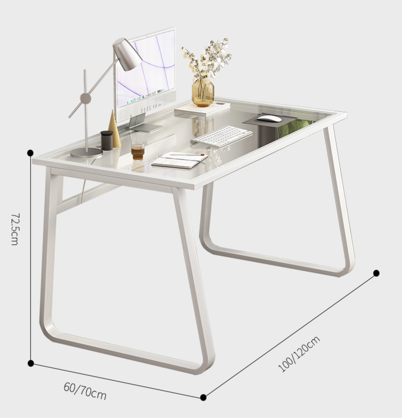 Escritorio Repisa De Vidro Base Metal Oficina -2