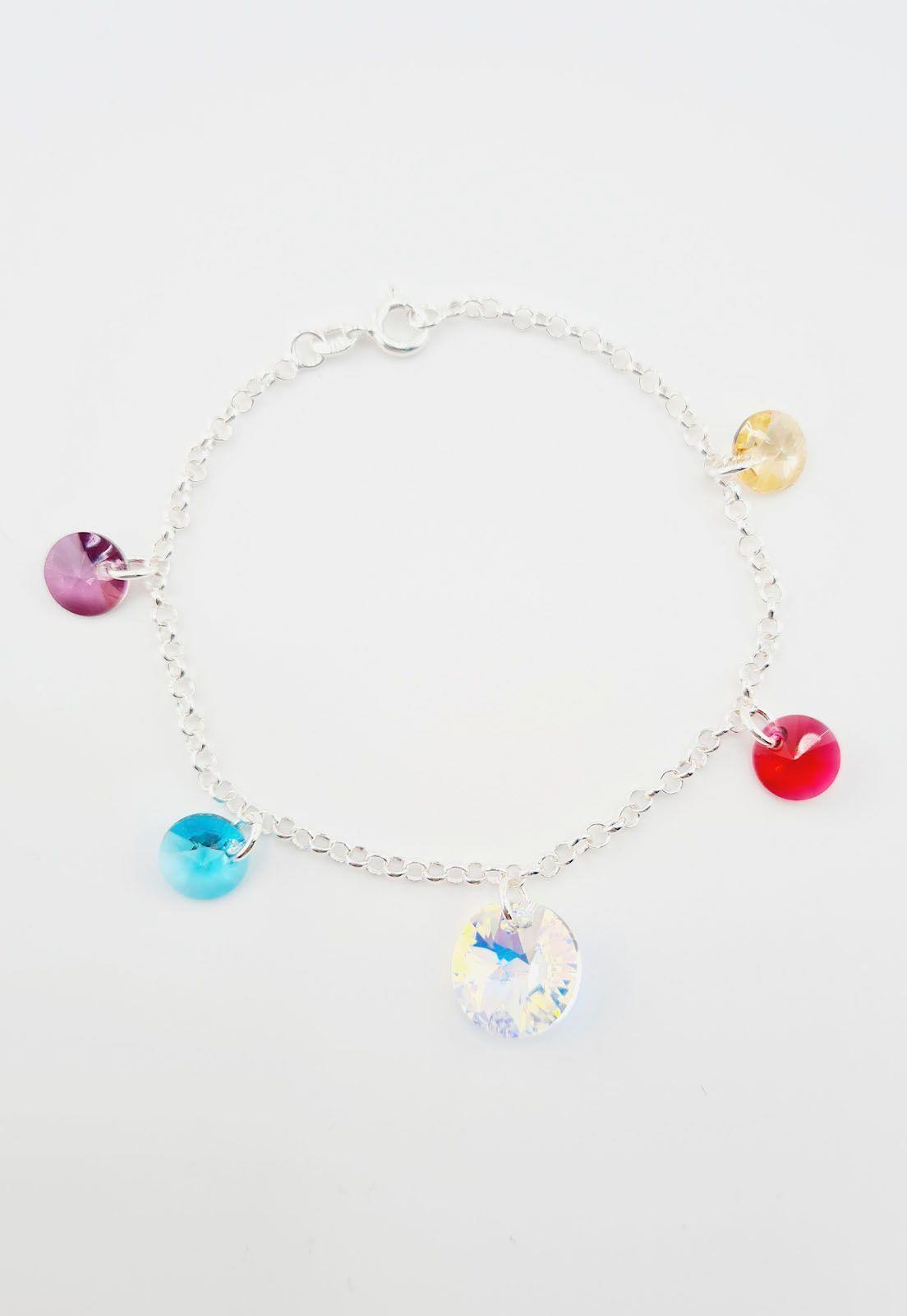 Pulsera Nepal Plata 925 Y Cristales Colores-4