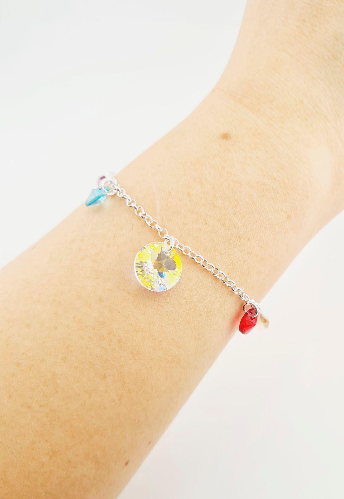 Pulsera Nepal Plata 925 Y Cristales Colores-2
