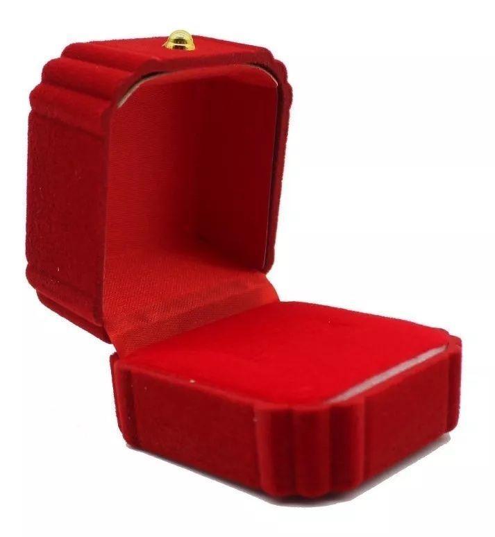 Set 6 Cajas Anillo Terciopelo Rojo Diseño Biselad Fondo Rojo-3