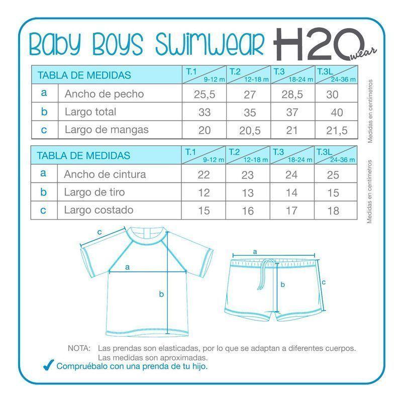 Bebé Niño Set UV+50 Sublimado H2O Wear  Tiburon Azul-2
