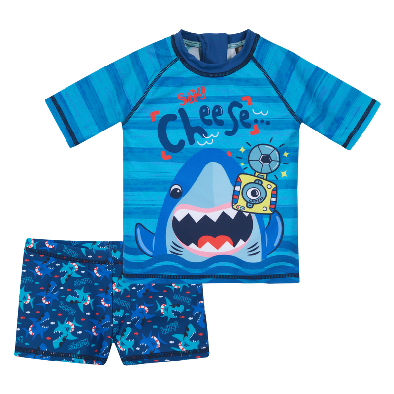 Bebé Niño Set UV+50 Sublimado H2O Wear  Tiburon Azul-0