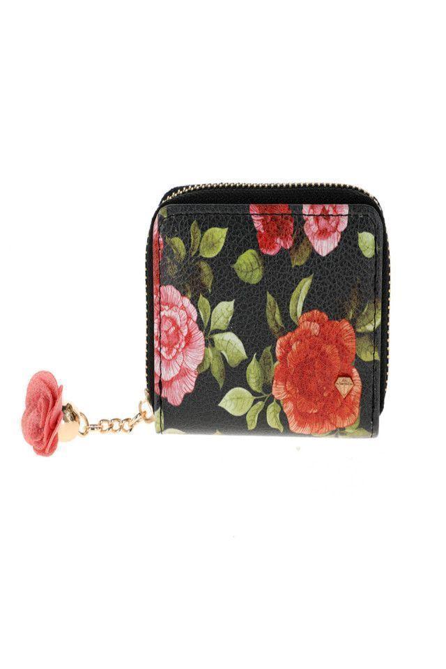 Billetera Chica Roses Negro i-D-0
