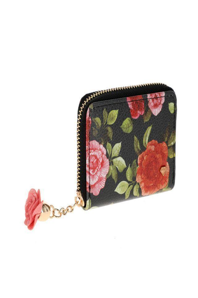 Billetera Chica Roses Negro i-D-1