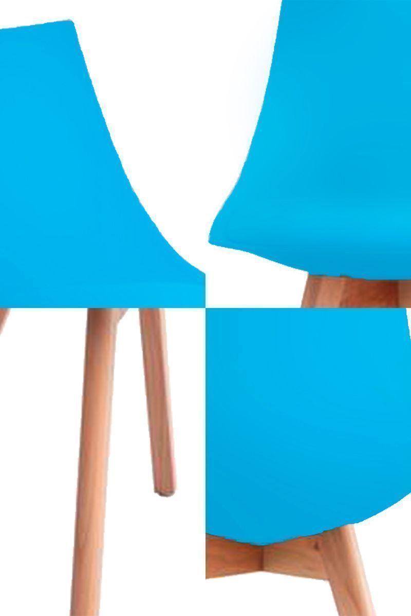 Pack 4 Silla Comedor con Patas de Madera Celeste-4