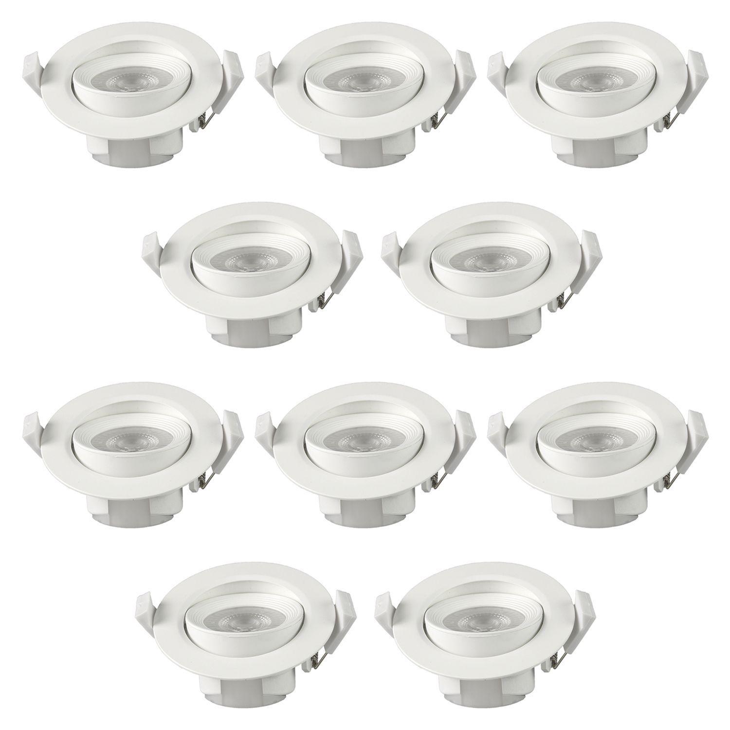 Pack 10 Foco Basculante LED Embutido Spot 6,5W 3000K Redondo-0