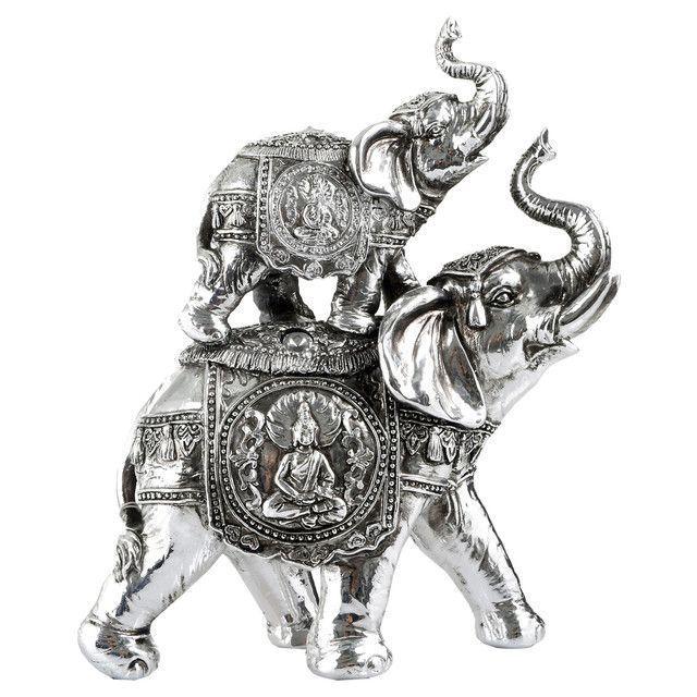 Figura Decorativa Elefantes Jaipur Doble-0