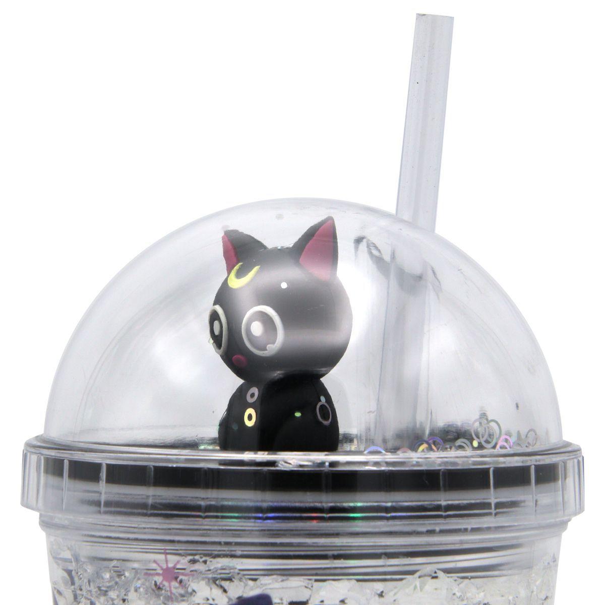 Vaso Diseño Sailoor Mon Luna Negra Con Glitter y Luz Led Kawaii-2