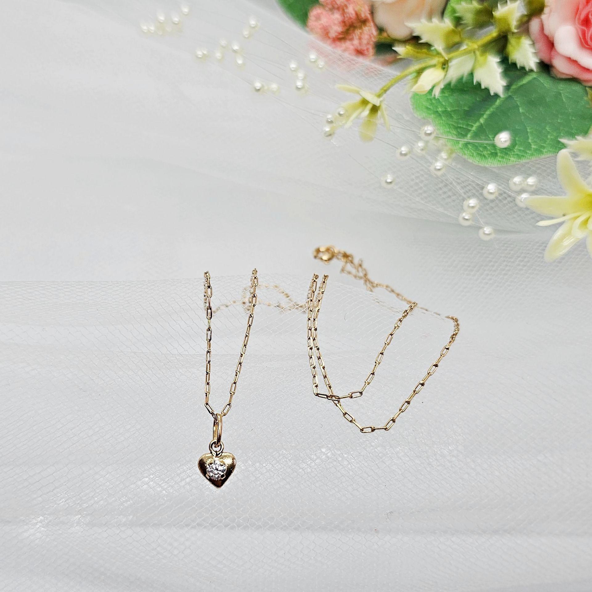 Cadena Limada 45cm Corazón Circón Oro 18 Kilates Nacional-2