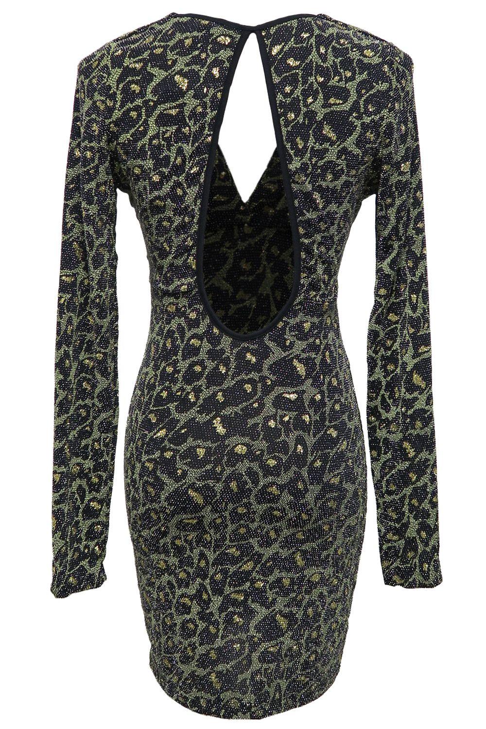 Vestido Brillos Animal Print Negro Nicopoly-2