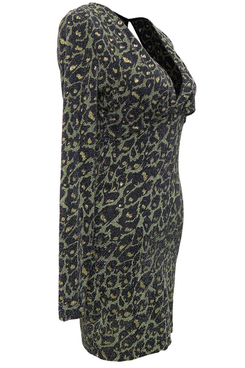 Vestido Brillos Animal Print Negro Nicopoly-1