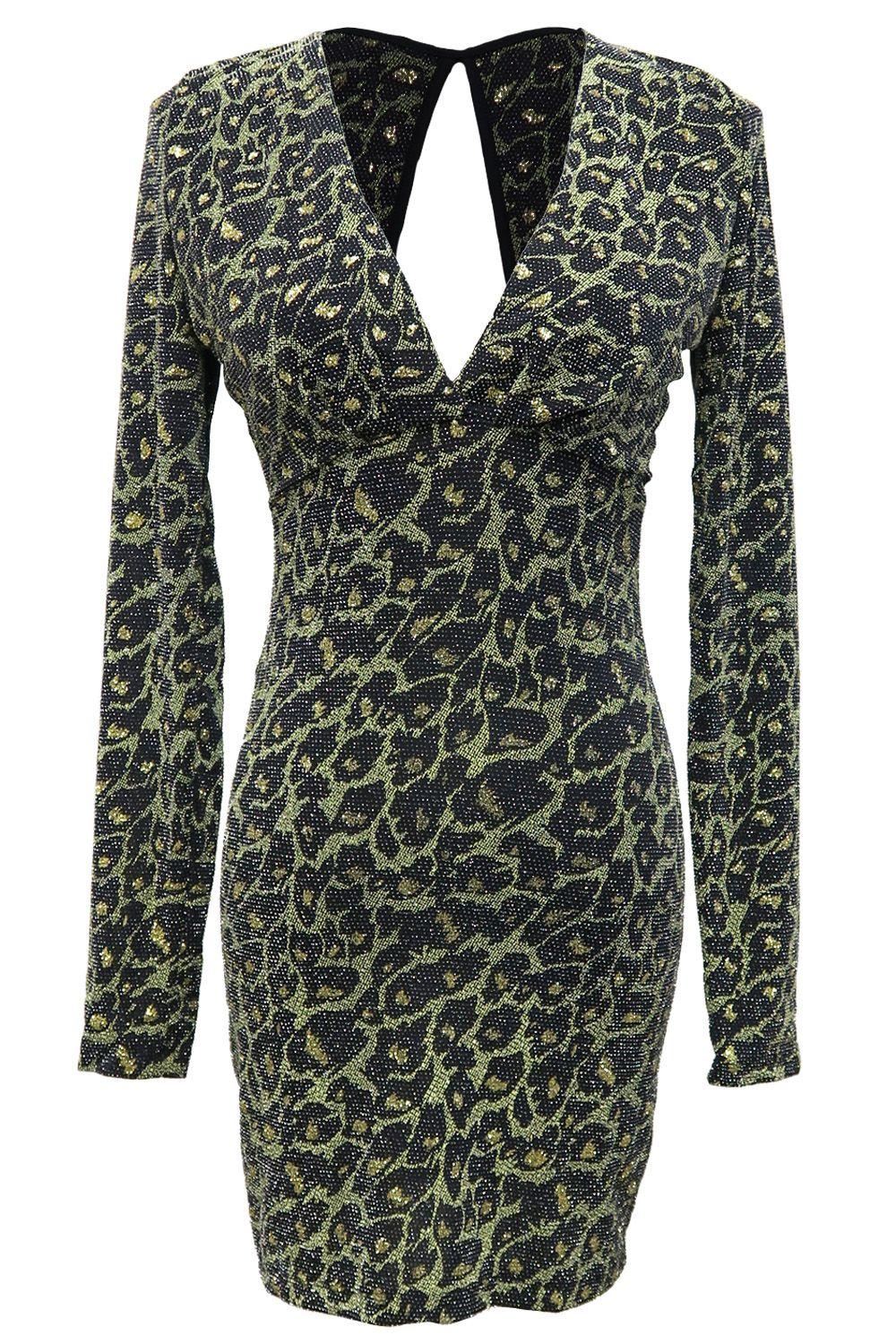 Vestido Brillos Animal Print Negro Nicopoly-0
