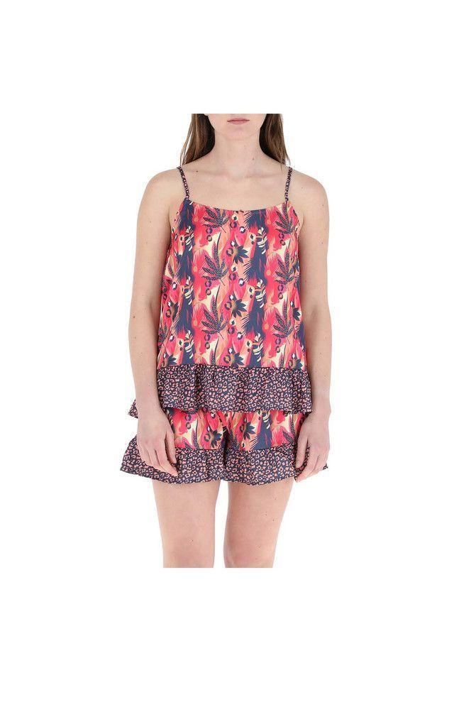 Pijama Corto Set Flores Rosado Humana-1