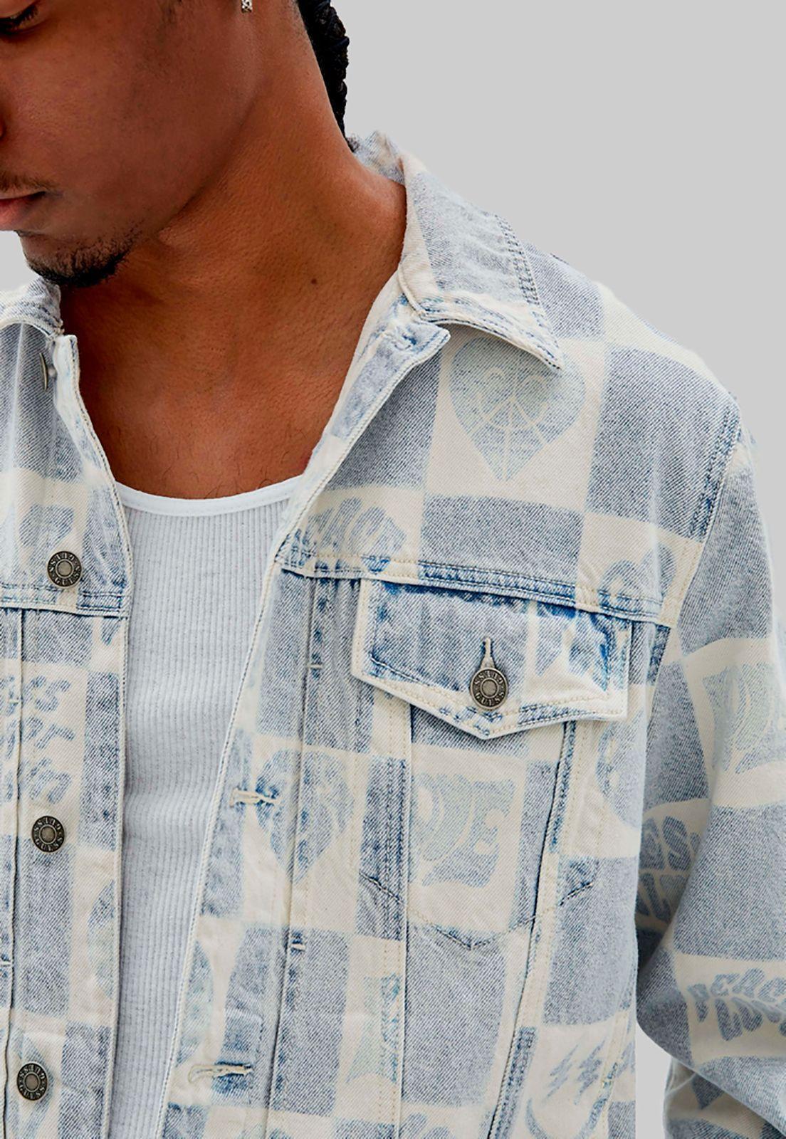 Chaqueta Guess Go J Balvin Checkered Trucker F73N Denim-13