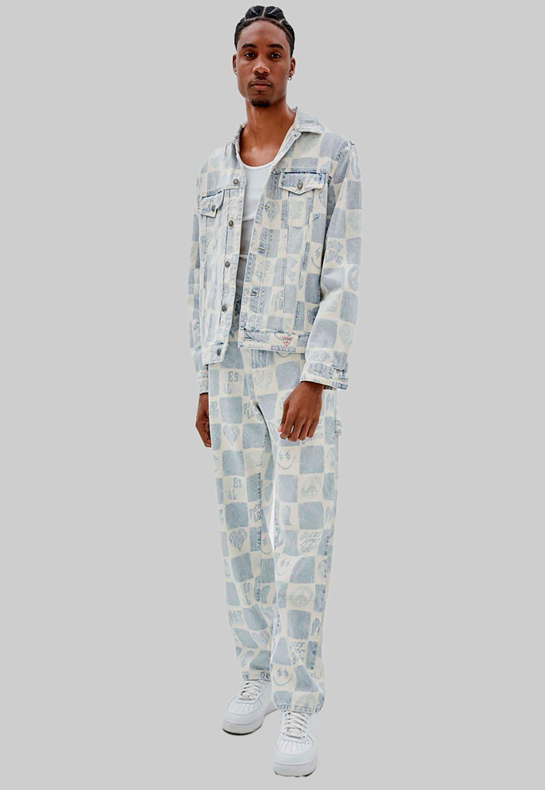 Chaqueta Guess Go J Balvin Checkered Trucker F73N Denim-0