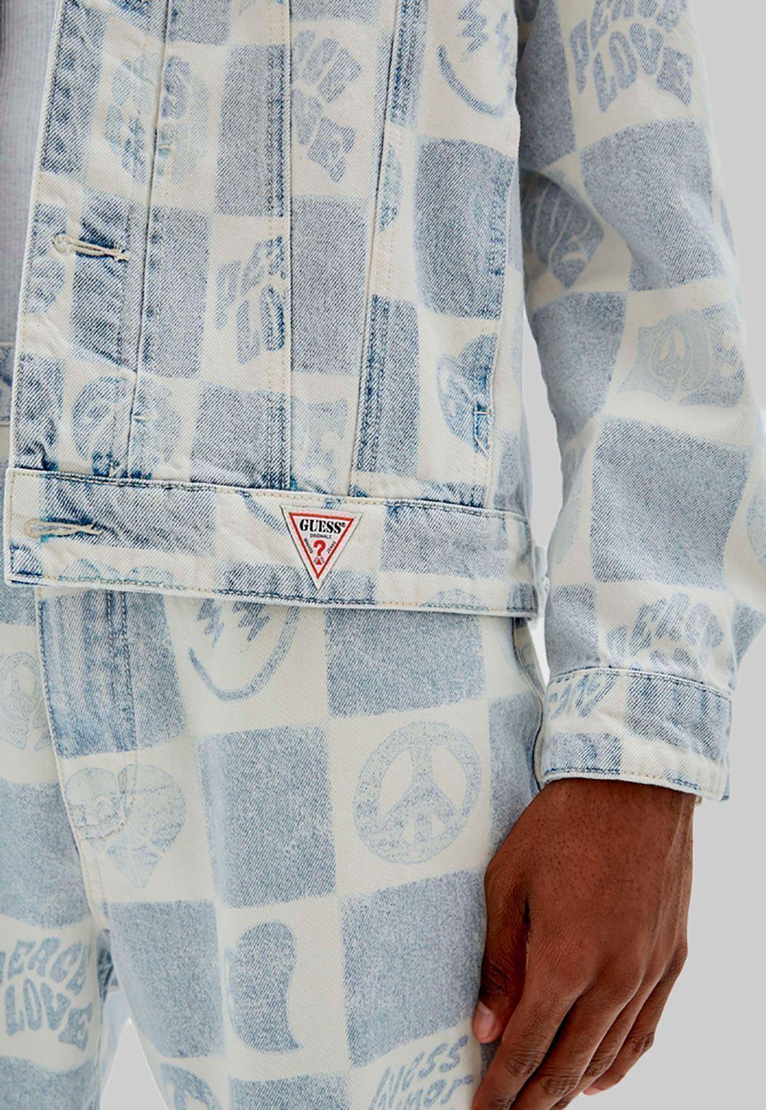 Chaqueta Guess Go J Balvin Checkered Trucker F73N Denim-12