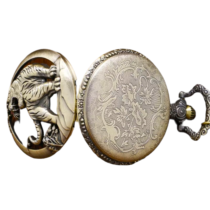 Reloj De Bolsillo Big Tiger Con Cadena Quartz AL54-3