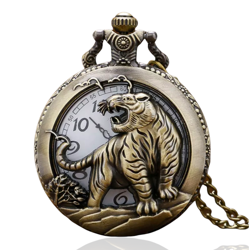 Reloj De Bolsillo Big Tiger Con Cadena Quartz AL54-0