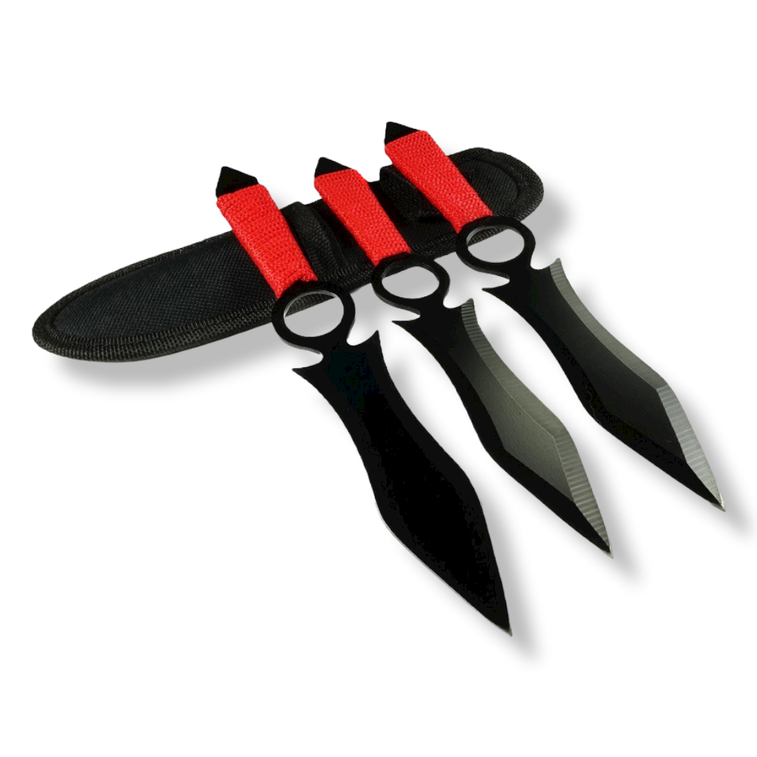 Set 3 Kunai Ninja Shinobi Arrojadizos Con Funda -0