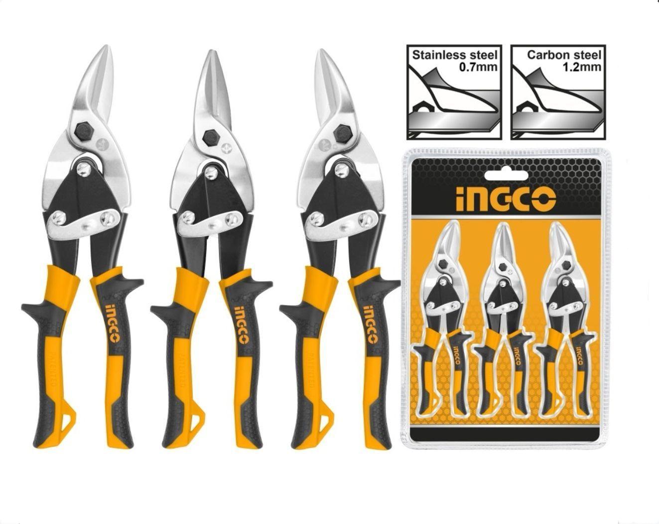 Set Pack 3 Tijeras Aviación Hojalateras Ingco 10 p-6