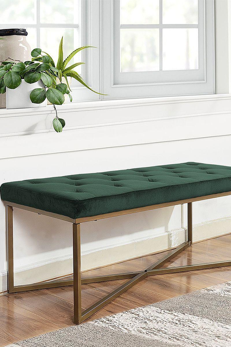 Banqueta Ottoman Pouf de Terciopelo Adana Verde-1