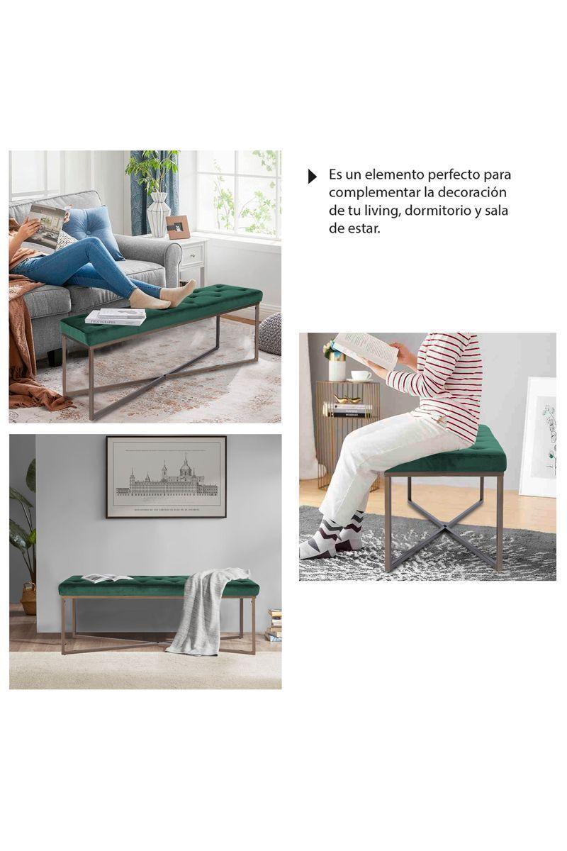 Banqueta Ottoman Pouf de Terciopelo Adana Verde-5
