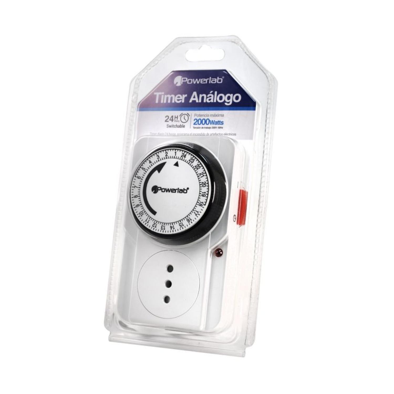 Timer Analogo 2000W Temporizador 24 Horas Blanco Powerlab-3