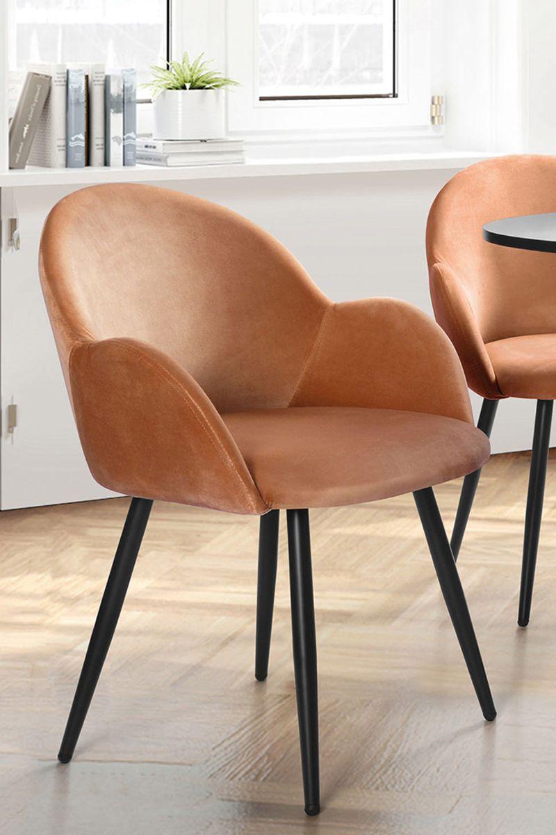 Silla Comedor Chiozza Sitial Terciopelo Naranjo-5