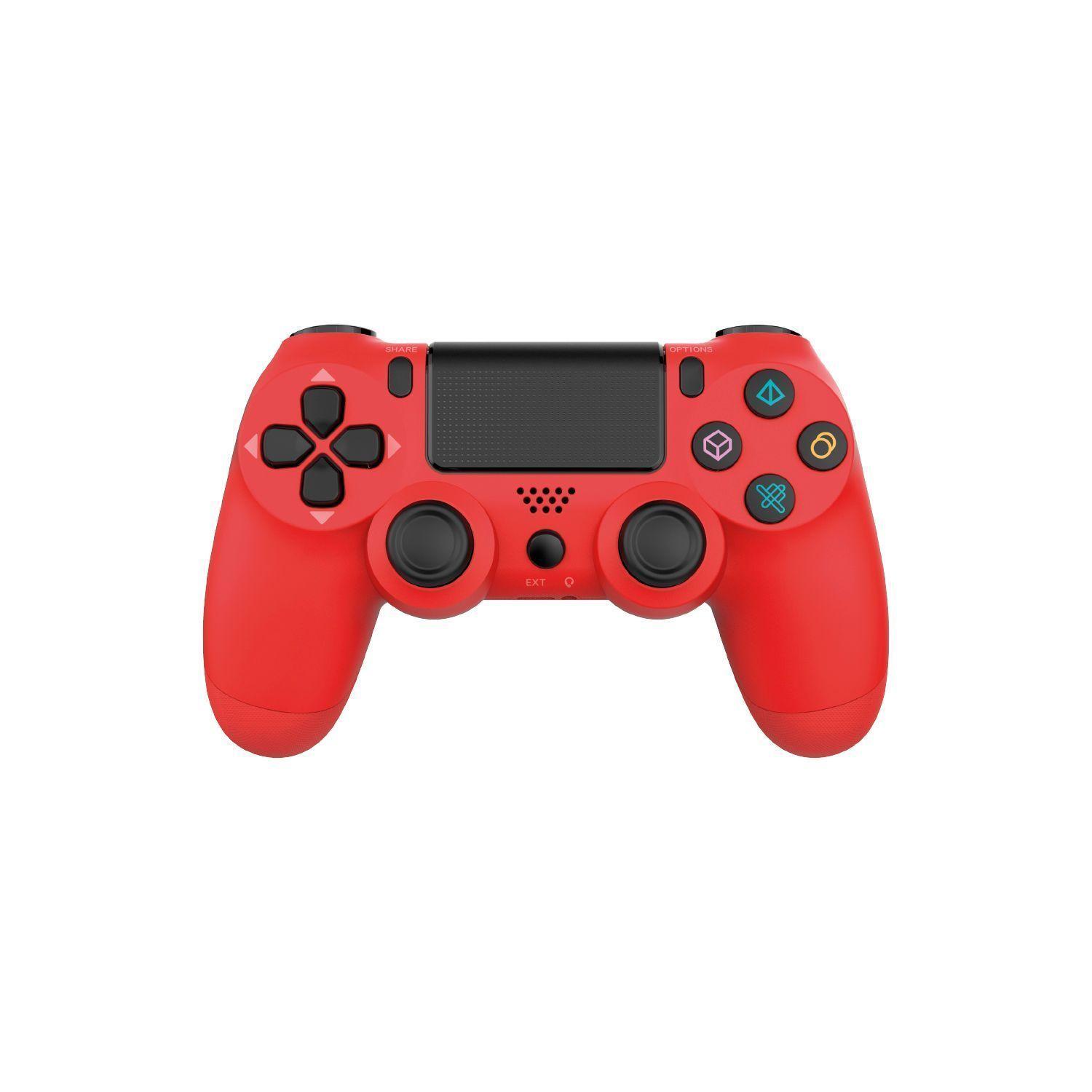 Joystick Inalambrico Bluetooth Para PS4 Doble Vibración Rojo-0