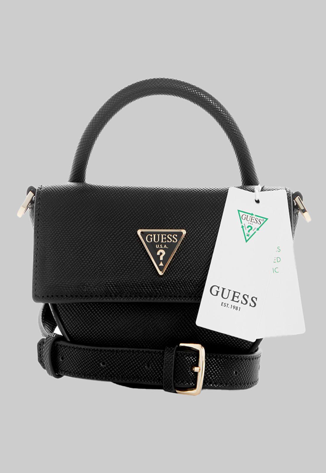 Mini Cartera Guess Eco Ivy Mini Top Handle Flap Bla Negro-0