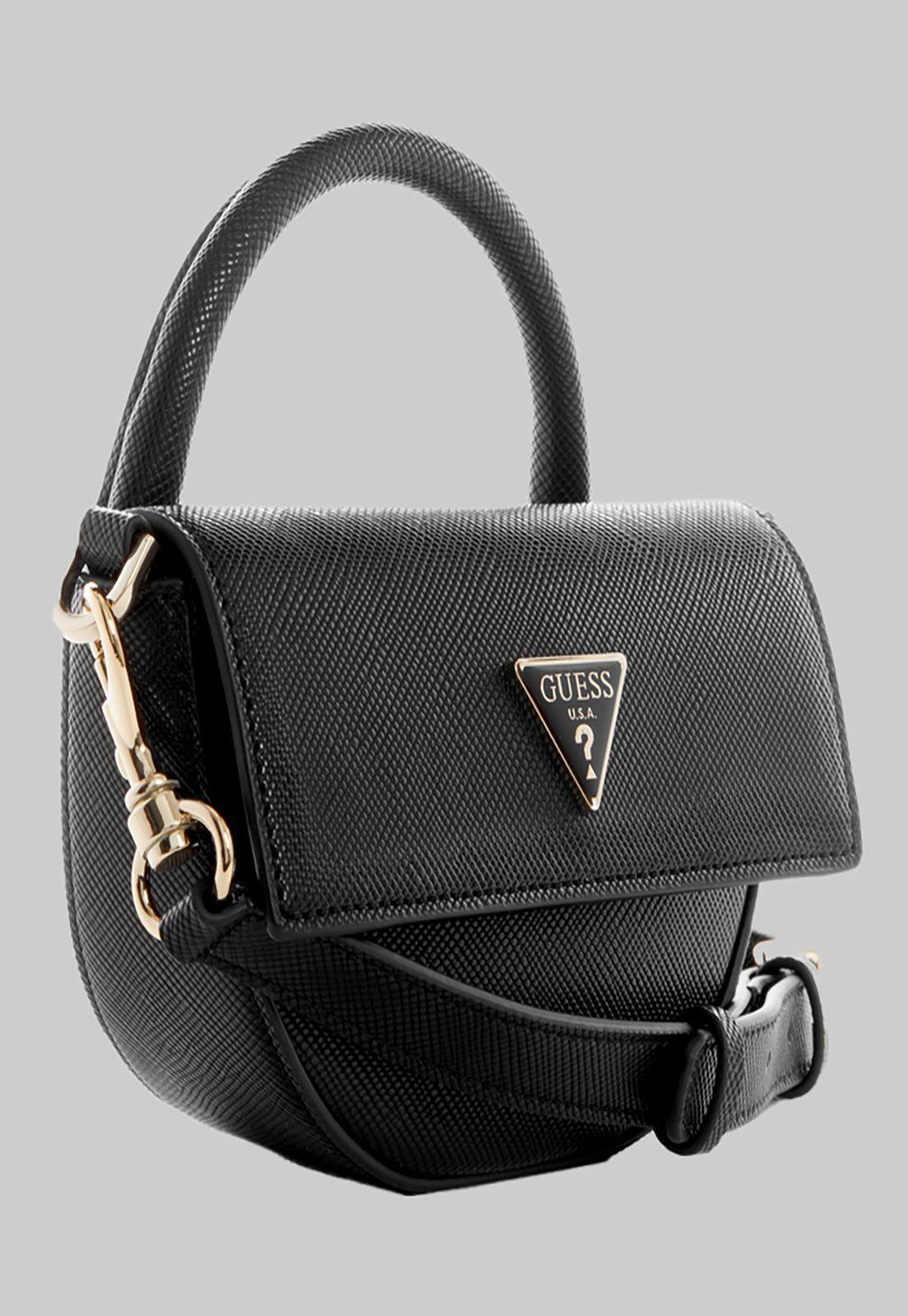 Mini Cartera Guess Eco Ivy Mini Top Handle Flap Bla Negro-1