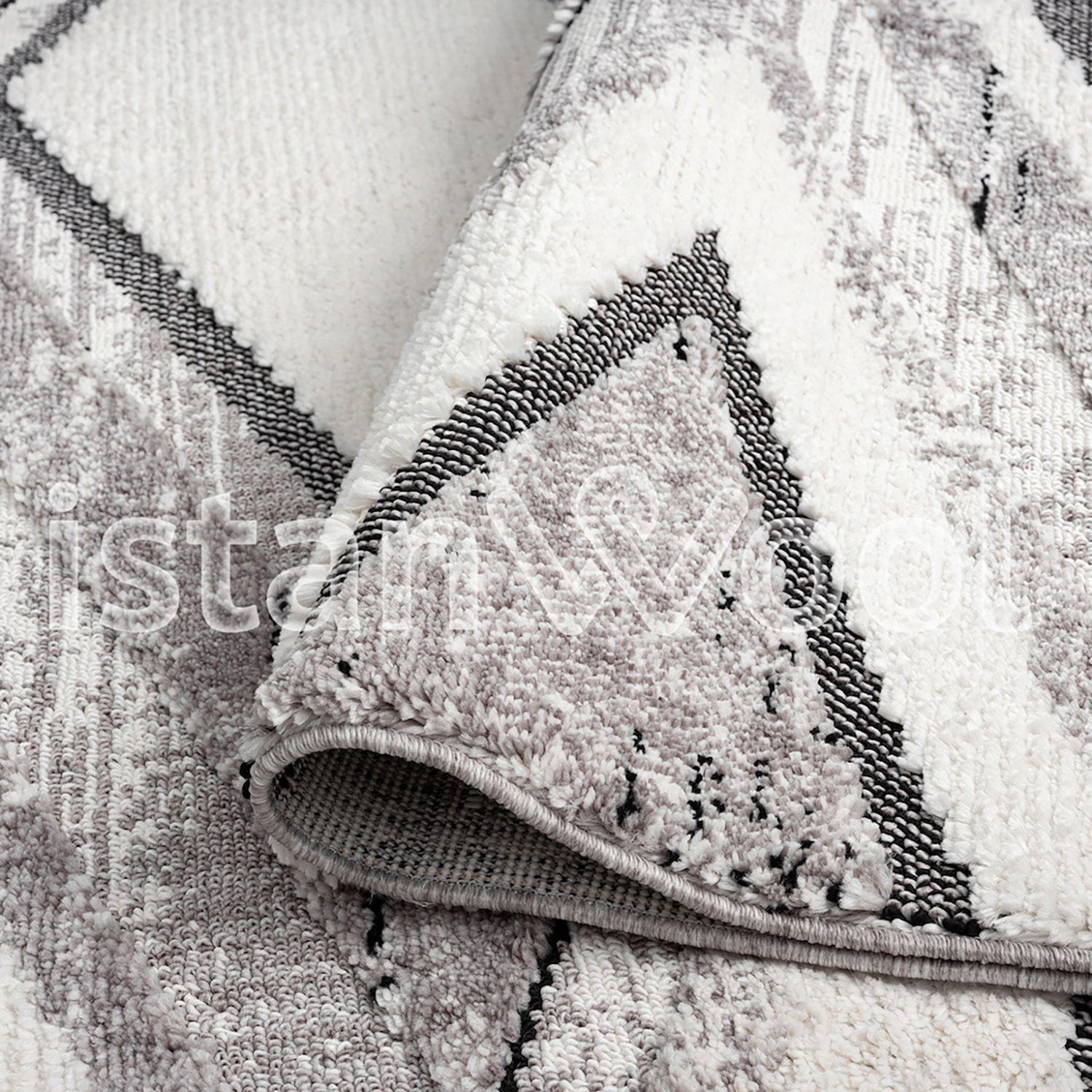 Alfombra Moderna Diseño 160x230 cms. Gris y Blanco-2