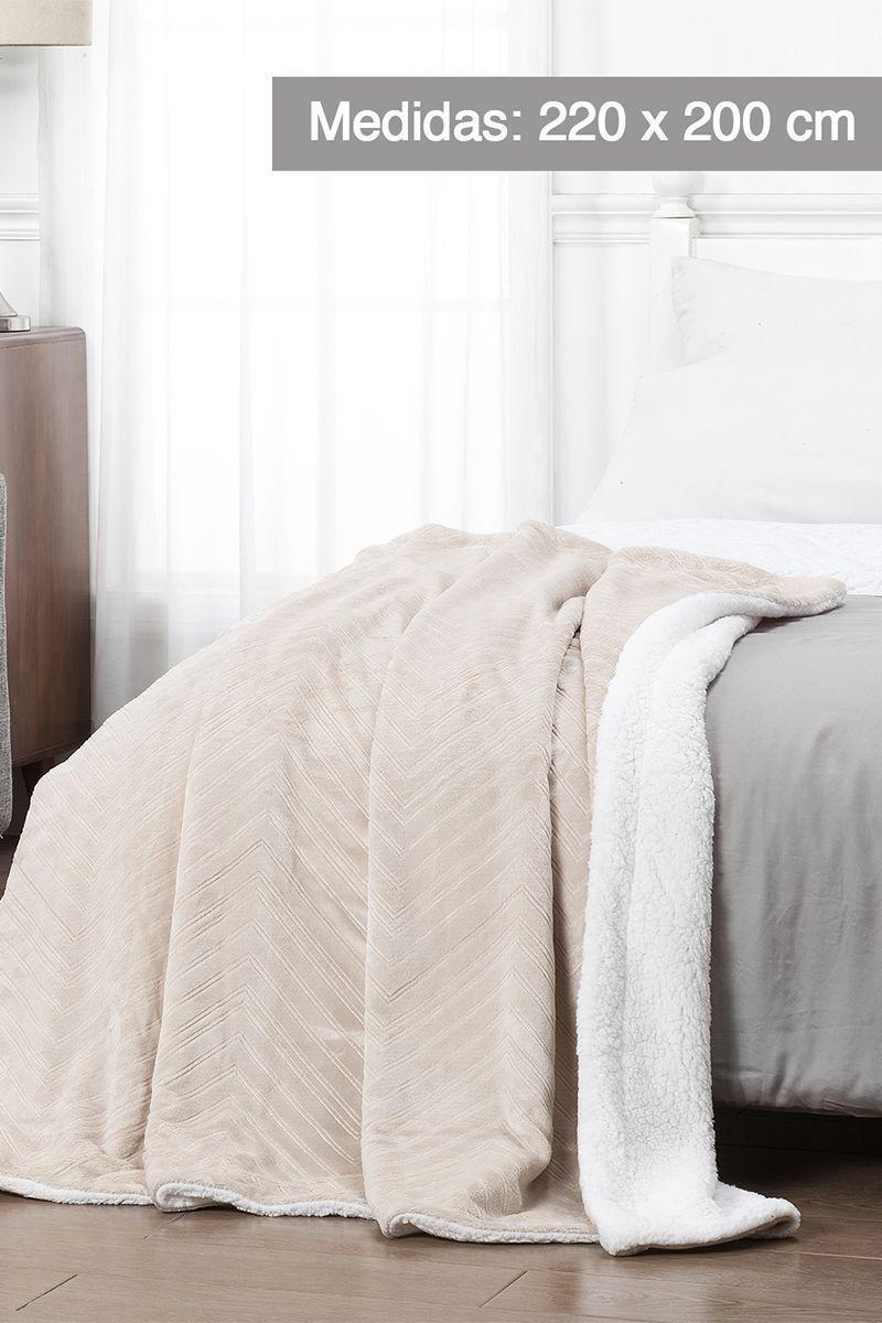 Manta Sherpa Doble Cara 220x200 cm Beige-1