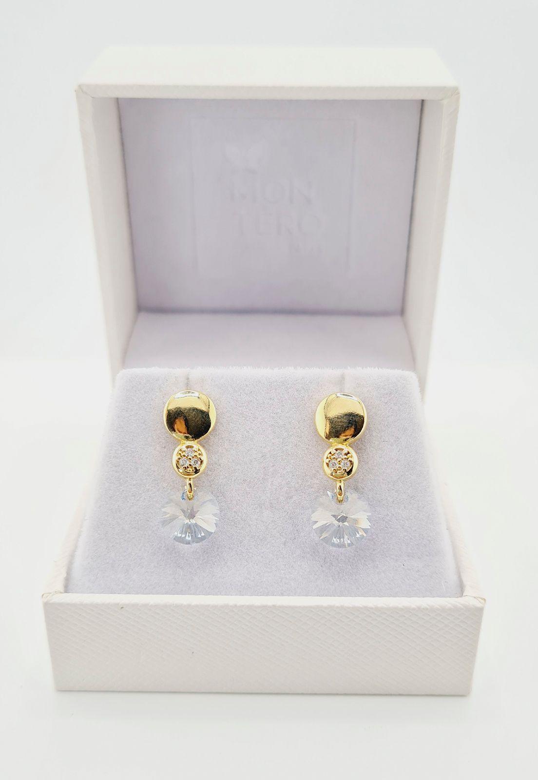 Aros Punto de Luz Gold Cristales Genuinos Blue Shade.-2