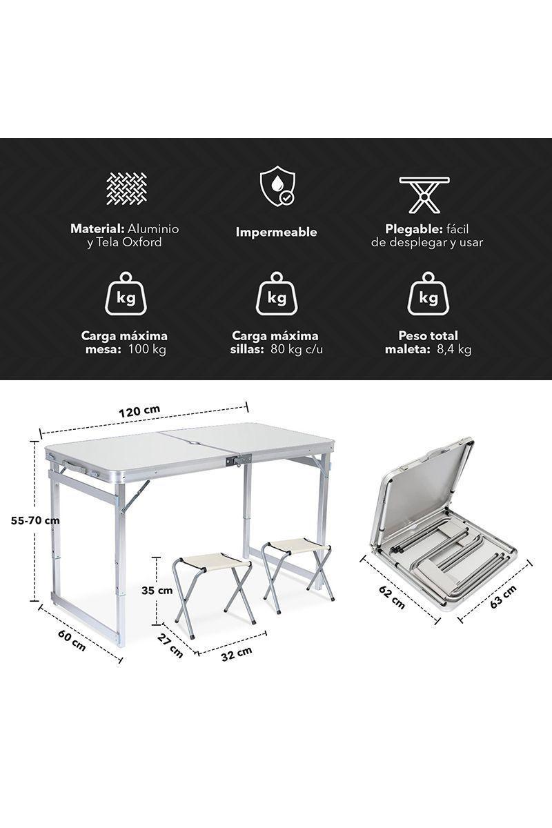 Set Mesa Plegable con 4 Pisos Blanco-2