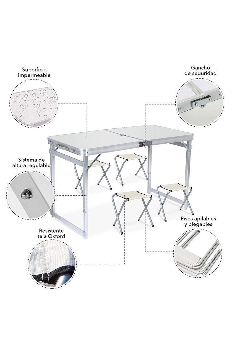 Set Mesa Plegable con 4 Pisos Blanco-3