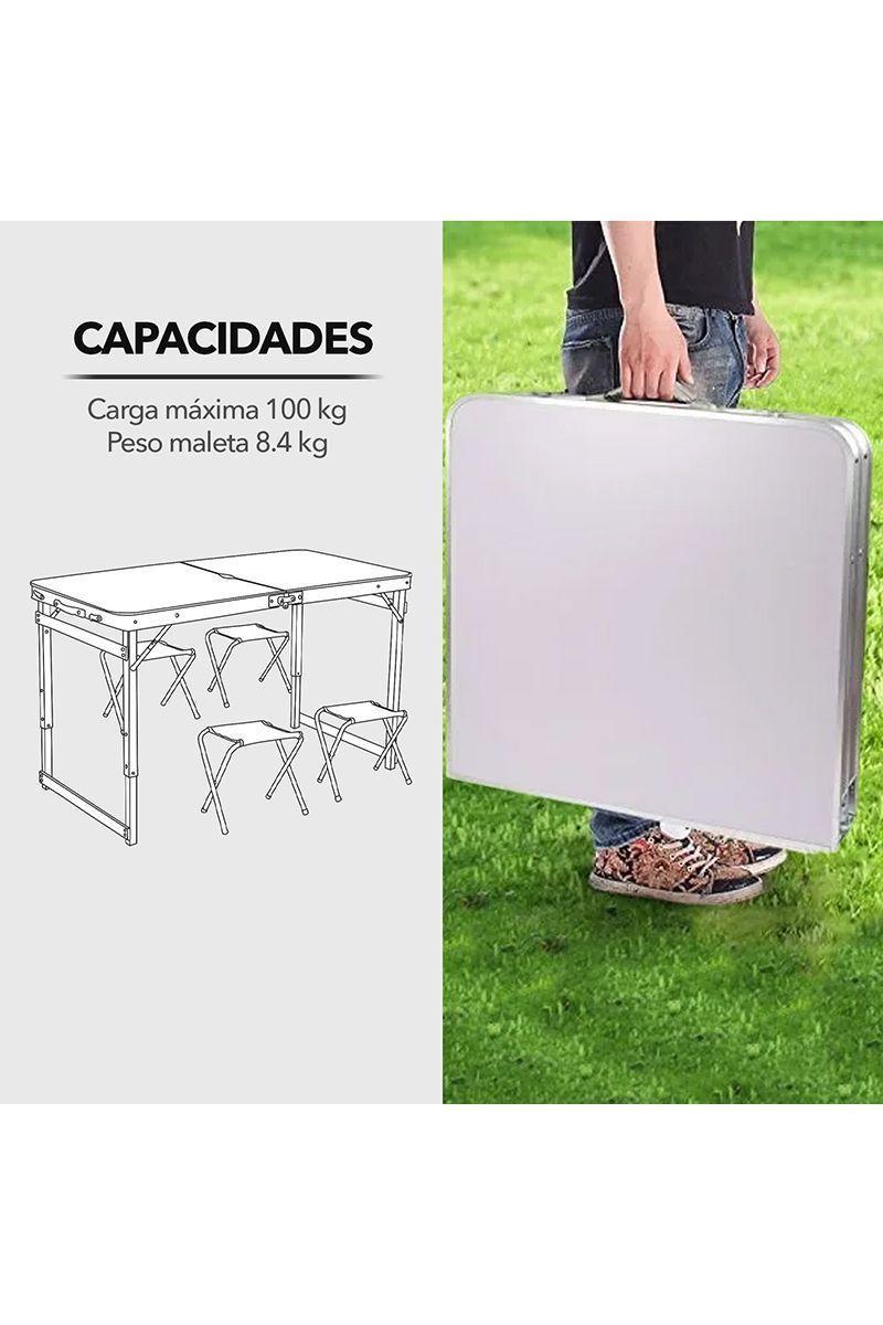 Set Mesa Plegable con 4 Pisos Blanco-4