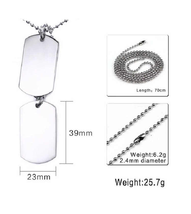 Colgante Doble Etiqueta Placa Acero Estilo Militar Cupimacth-3
