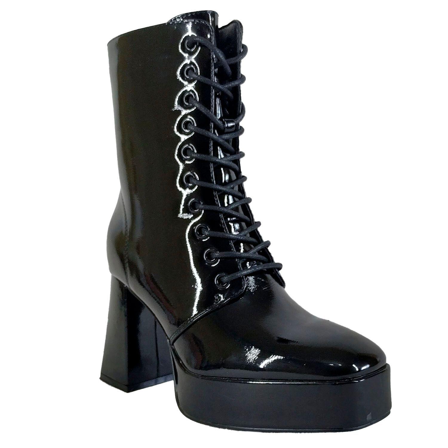 Botin de Mujer Taco Cuadrado Negro-0