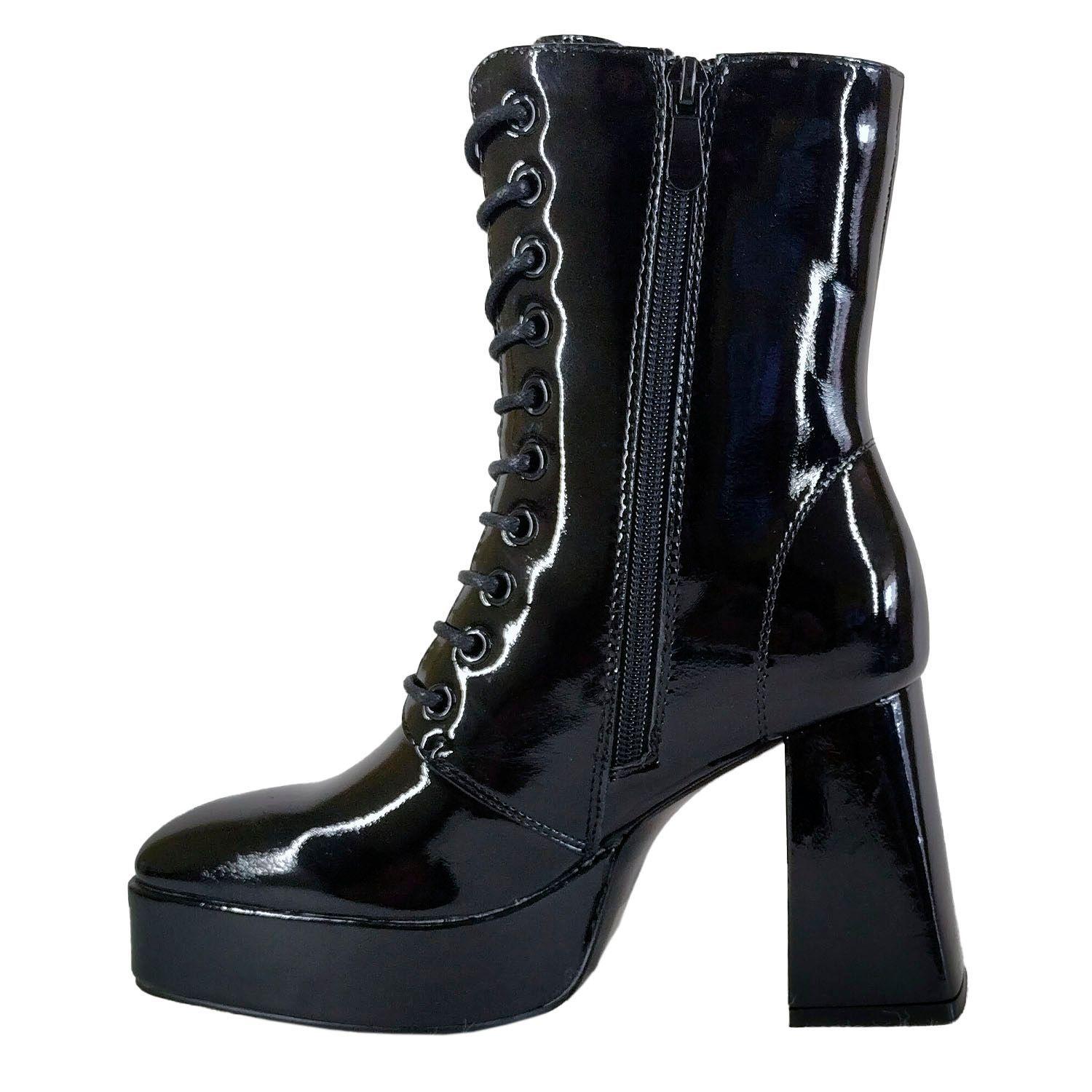 Botin de Mujer Taco Cuadrado Negro-3