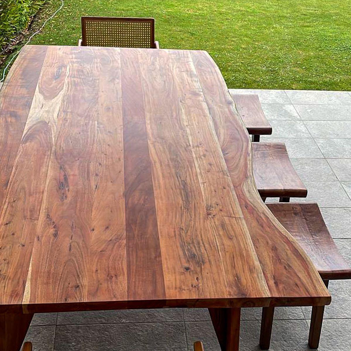 Mesa de comedor Tarragona 210×120 Madera Teca borde rústico-3