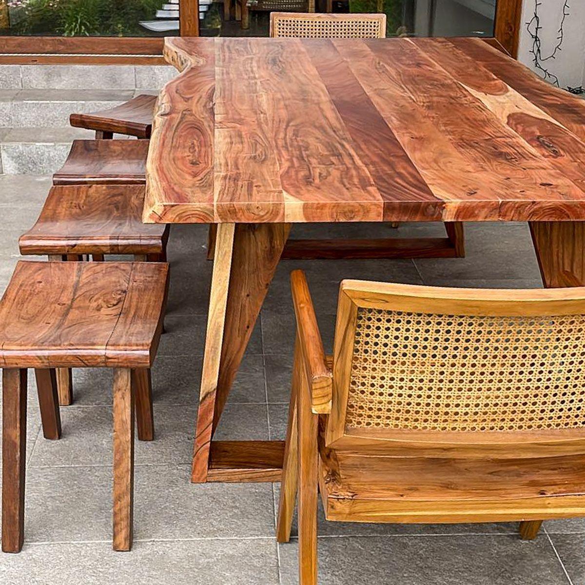 Mesa de comedor Tarragona 210×120 Madera Teca borde rústico-2